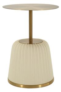 Tavolinetto Egle Bianco Ø40x55 cm in Metallo e PU Bianco e Oro
