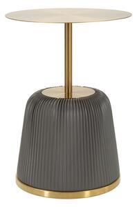 Tavolinetto Egle Grigio Ø40x55 cm in Metallo e PU Grigio e Oro