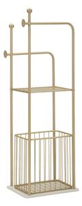 Porta Asciugamani da Terra Flish 40x30x121 cm in Metallo e Marmo Artificiale Oro e Bianco