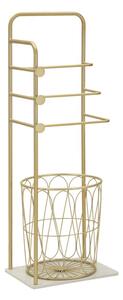 Porta Asciugamani da Terra Trip 40x30x112 cm in Metallo e Marmo Artificiale Oro e Bianco