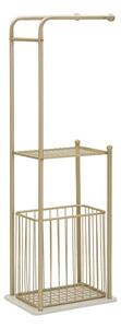 Porta Asciugamani da Terra Root 40x30x122 cm in Metallo e Marmo Artificiale Oro e Bianco