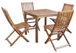 AARON - set tavolo in alluminio e teak cm 80 x 80 x 74 h con 4 sedie Dresda