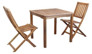 AARON - set tavolo in alluminio e teak cm 80 x 80 x 74 h con 2 sedie Dresda