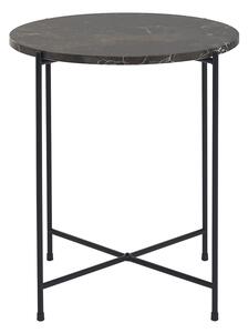 Tavolino da caffè rotondo design in marmo marrone e metallo nero D42 cm SARDA
