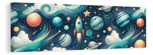 Quadro su tela – Cosmo con razzo e stelle