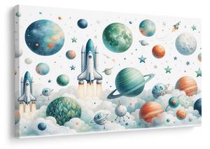 Quadro su tela – Razzo tra i pianeti