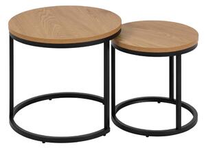 Set di tavolini rotondi con piano effetto rovere 2 pz ø 45 cm Spiro - Actona
