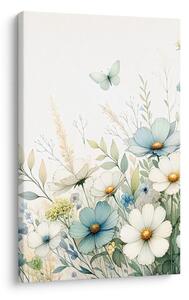 Quadro su tela – Fiori di prato con farfalle