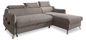 Divano letto angolare in velluto marrone chiaro (angolo destro) Sweet Harmony - Miuform