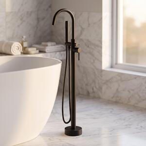 Rubinetto per vasca da bagno autoportante Fuji - Nero opaco - Rubinetto per vasca con doccetta
