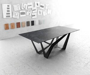 Tavolo da pranzo DELIFE Edge 200x100 cm Vetroceramica Laminam® Nero Greco Antracite Piedino centrale in acciaio piatto Nero