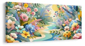 Quadro su tela – Fiori primaverili vicino al fiume