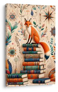 Quadro su tela – Volpi e biblioteca magica