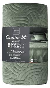 Set con copriletto e federa verde in velluto 220x240 cm Solange – douceur d'intérieur