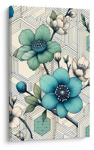 Quadro su tela – Mosaico floreale in toni turchesi