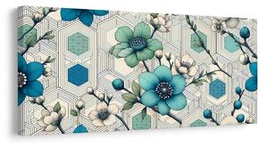 Quadro su tela – Combinazione di fiori e geometria