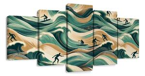 Quadri 5 pezzi – Onde del mare e surf