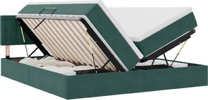 Letto a castello con contenitore LED vidaXL con materasso, verde scuro, 180 x 200 cm, velluto