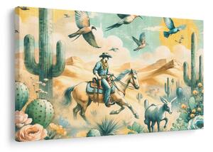 Quadro su tela – Cowboy nel paesaggio desertico