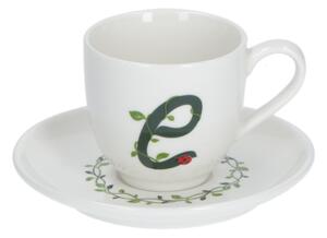 Solotua tazza caffe con piattino lettera e cc 85 in gift la porcellana bianca
