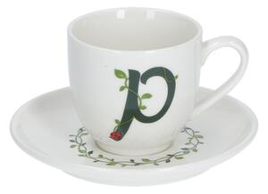 Solotua tazza caffe con piattino lettera p cc 85 in gift la porcellana bianca