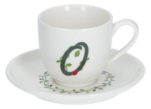 Solotua tazza caffe con piattino lettera o cc 85 in gift la porcellana bianca
