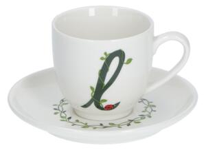 Solotua tazza caffe con piattino lettera l cc 85 in gift la porcellana bianca
