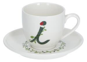 Solotua tazza caffe con piattino lettera i cc 85 in gift la porcellana bianca