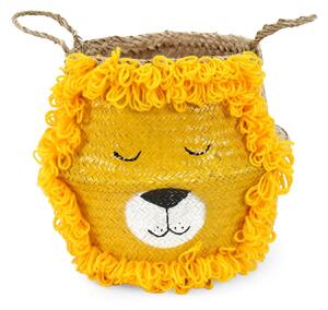 Cesto portagiochi da bambini in seagrass di colore giallo-naturale ø 30x28 cm Lion - Compactor