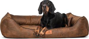 Tierlando® Lettino ortopedico per cani ALBERTO ORTHO Velours Vintage - Dimensioni: 100x75cm | Colore: 28 Marrone chiaro