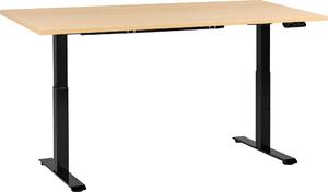 BELIANI Scrivania regolabile in altezza piano marrone chiaro struttura in acciaio nero 180 x 72 cm regolazione elettrica in altezza ufficio moderno