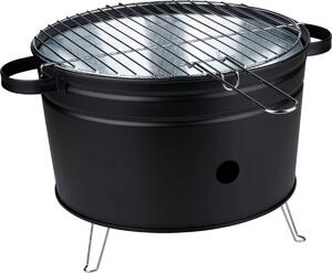 Alpina grill a carbonella da tavolo - Grill compatto per giardino e balcone - Piastra in acciaio inox ⌀32 cm - Grill a carbonella portatile - Nero