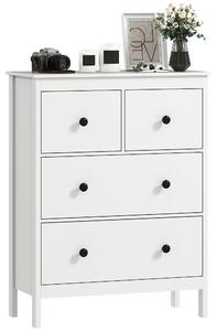 HOMCOM Comò con 4 Cassetti, per Abiti & Biancheria, Soggiorno, Camera da Letto, Corridoio, Truciolato, Bianco | Aosom Italy