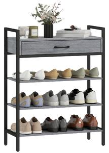HOMCOM Porta Scarpe a 4 Livelli, Stand per Ingresso per Fino a 9 Paia di Scarpe, Pannello Truciolare, Metallo, Grigio | Aosom Italy