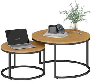 HOMCOM Set di 2 tavoli bassi ad incastro design industriale piano effetto cemento gambe in metallo marrone | Aosom Italy