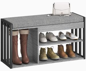 HOMCOM Scaffale per Scarpe con Panca, Scaffale per Corridoio per Scarpe, Mobile Portascarpe con Design a 3 Livelli, per Ingresso, Corridoio, Soggiorno, Camera da Letto, Grigio | Aosom Italy
