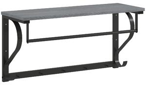 HOMCOM Stand Appendiabiti a Parete, Ganci da parete, 5 Ganci, ripiano superiore, versatile, Grigio | Aosom Italy