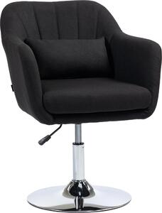 Poltrona Moonbite, compatta, 60 x 60 cm, con cuscino lombare, altezza regolabile da 45 a 57 cm, girevole a 360°, con braccioli, base in metallo galvanizzato, rivestimento in poliestere, colore nero