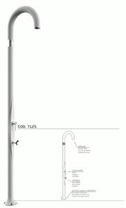 Doccia da Giardino Piscina in Resina FUNNY YIN RUBY CON LAVAPIEDI Dimensioni 232x30x17 cm - peso 9,5 kg design Curvo Con Miscelatore Caldo-Freddo