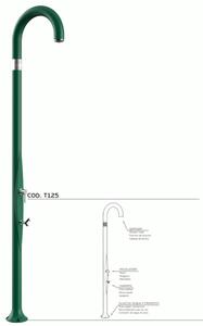 Doccia da Giardino Piscina in Resina FUNNY YIN RUBY CON LAVAPIEDI Dimensioni 232x30x17 cm - peso 9,5 kg design Curvo Con Miscelatore Caldo-Freddo