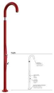 Doccia da Giardino Piscina in Resina FUNNY YIN RUBY CON LAVAPIEDI Dimensioni 232x30x17 cm - peso 9,5 kg design Curvo Con Miscelatore Caldo-Freddo