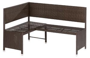 Panca angolare Merxx - Struttura in acciaio con rivestimento in plastica intrecciata marrone - 28820-210