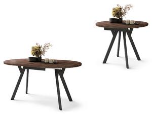 ALDO Rovere Marrone/gambe nere - TAVOLO ROTONDO LOFT / INDUSTRIALE PER SALONE / SALA DA PRANZO ALLUNGABILE
