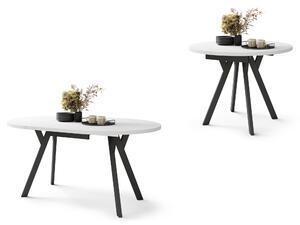 ALDO Bianco Opaco/gambe nere - TAVOLO ROTONDO LOFT / INDUSTRIALE PER SALONE / SALA DA PRANZO ALLUNGABILE CON GAMBE A "Y"