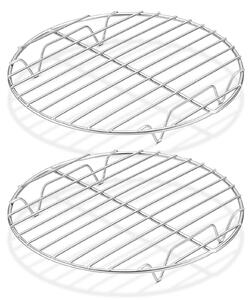 Griglia per raffreddare torte, 2 pezzi, realizzata in acciaio inossidabile, forma circolare, diametro 23 cm