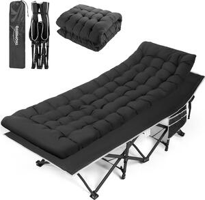 Letto da campeggio pieghevole - Materasso pieghevole - Relax all'aperto - Facile da montare - 190 cm - Blu e nero