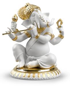 Statua decoro oro Ganesha Con Bansuri Lladrò