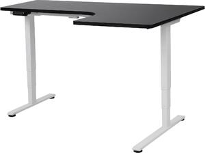 BELIANI Scrivania angolare destra regolabile piano nero struttura in acciaio bianco 160 x 59 cm regolazione elettrica dell'altezza design moderno a L