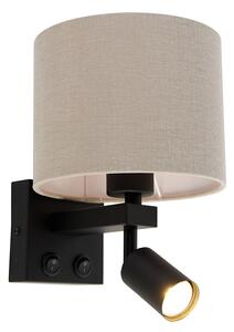 Lampada da parete nera lampada da lettura paralume 18cm marrone chiaro - BRESCIA
