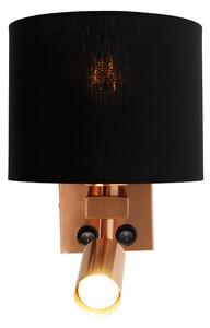 Lampada da parete rame con lampada da lettura e paralume 18 cm nero - Brescia